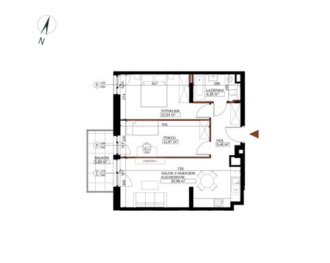 Plan 3 pok. 55m²