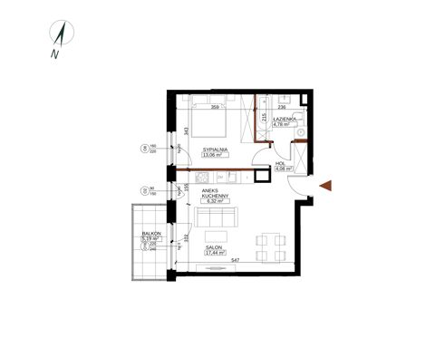 Plan 2 pok. 46m²