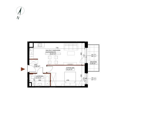 Plan 2 pok. 45m²