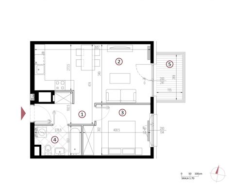 Plan 2 pok. 43m²