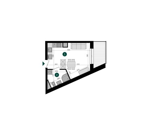 Plan 1 pok. 25m²