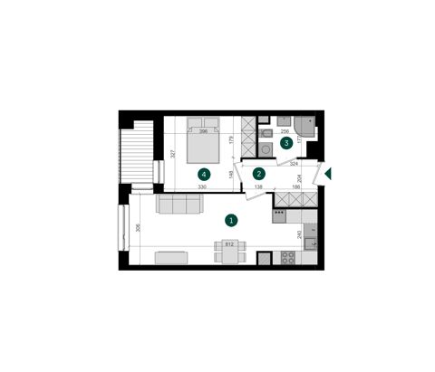 Plan 2 pok. 44m²