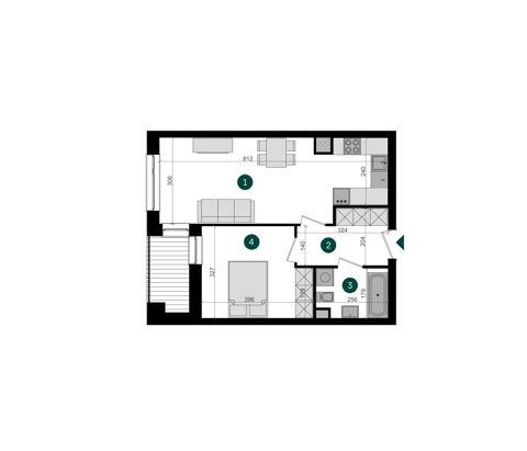 Plan 2 pok. 45m²