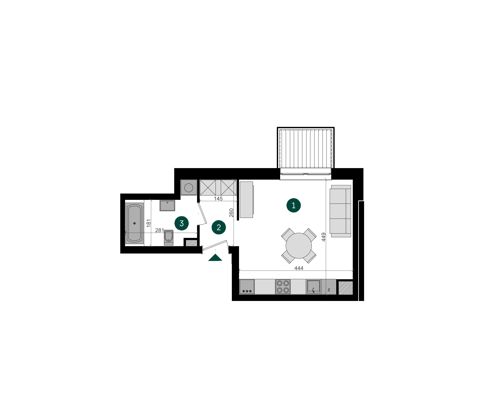 Plan 1 pok. 28m²