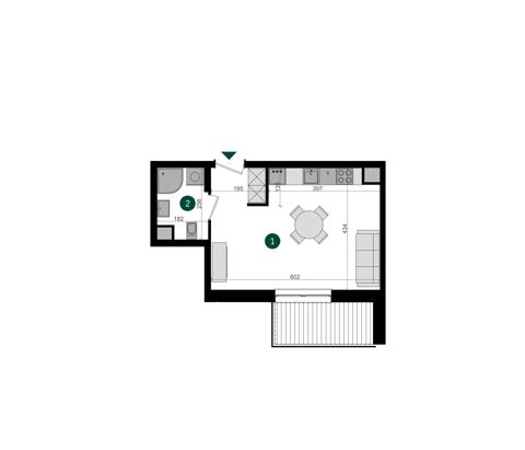 Plan 1 pok. 29m²