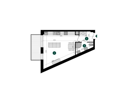 Plan 1 pok. 34m²
