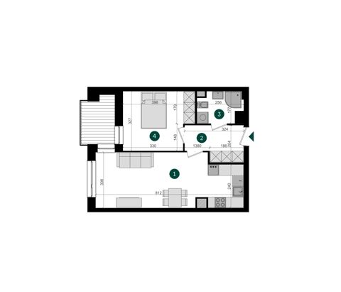 Plan 2 pok. 44m²