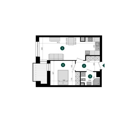 Plan 2 pok. 44m²