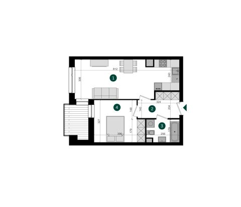 Plan 2 pok. 45m²