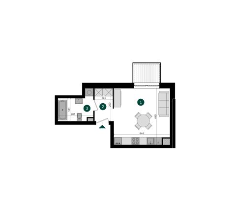 Plan 1 pok. 28m²