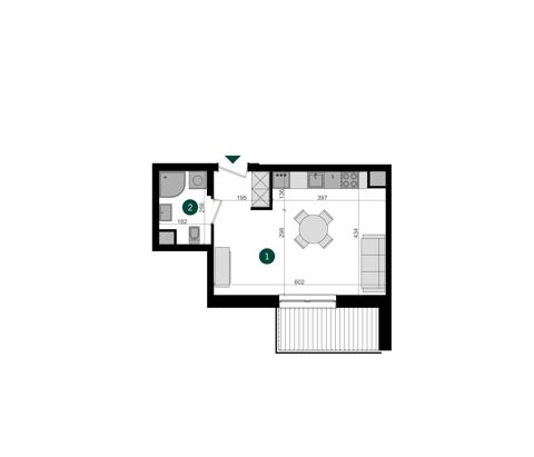 Plan 1 pok. 29m²