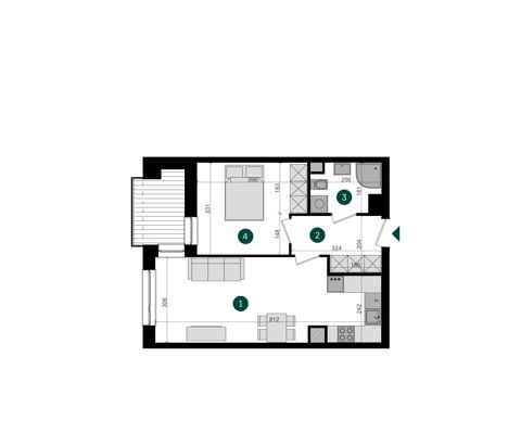 Plan 2 pok. 45m²