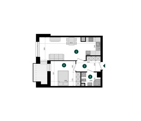 Plan 2 pok. 45m²