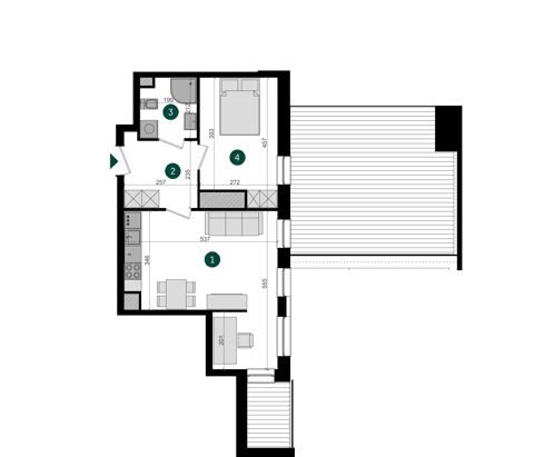 Plan 2 pok. 44m²