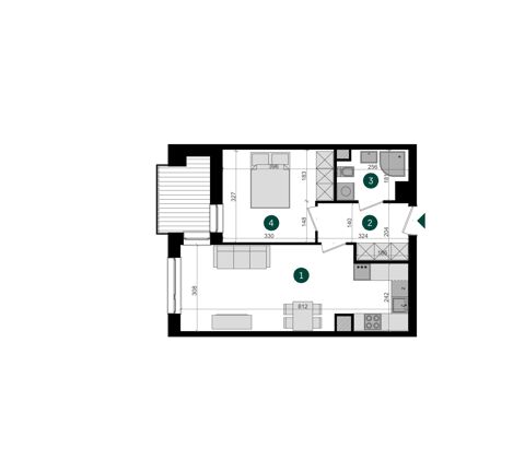 Plan 2 pok. 45m²