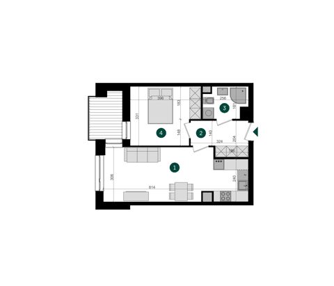 Plan 2 pok. 45m²