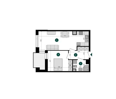 Plan 2 pok. 45m²