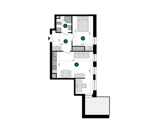 Plan 2 pok. 44m²