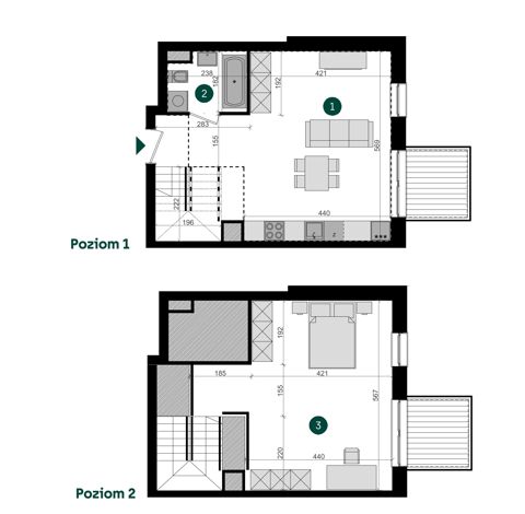 Plan 1 pok. 61m²