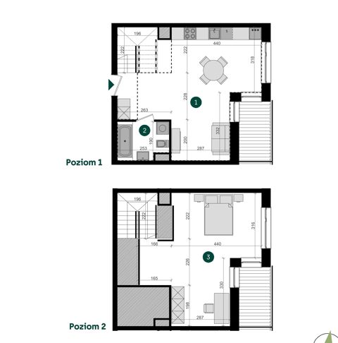 Plan 1 pok. 62m²