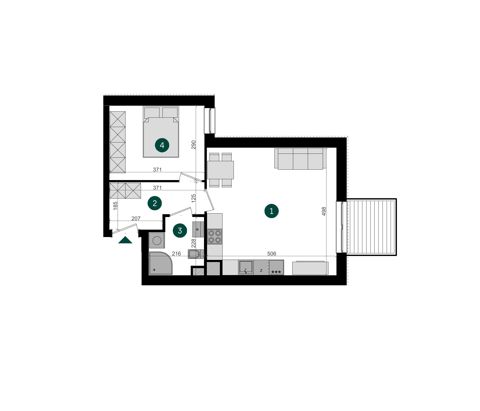 Plan 2 pok. 45m²