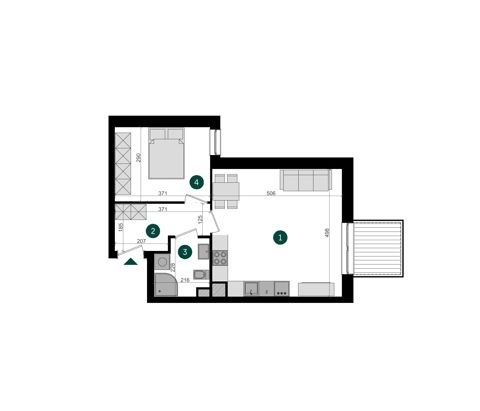 Plan 2 pok. 45m²