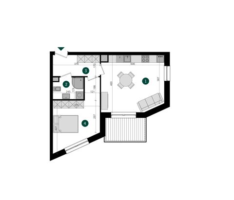 Plan 2 pok. 47m²