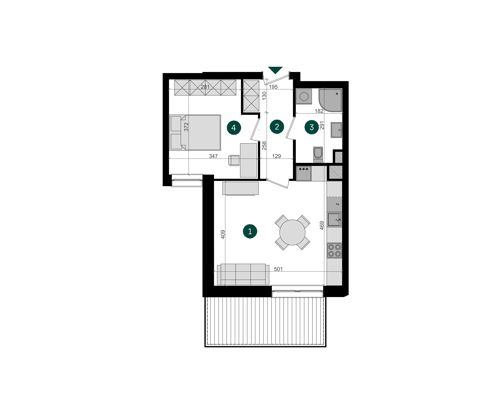 Plan 2 pok. 44m²