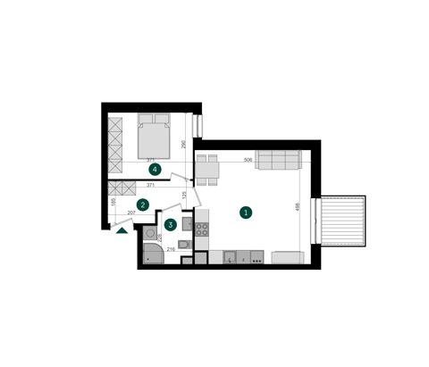 Plan 2 pok. 45m²