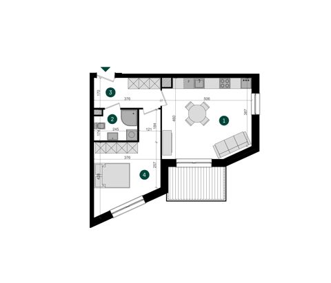 Plan 2 pok. 47m²