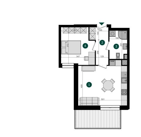 Plan 2 pok. 44m²