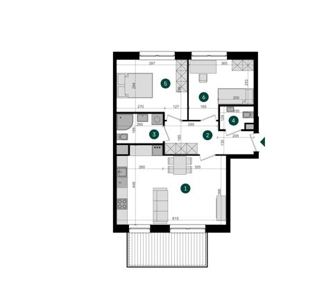 Plan 3 pok. 62m²
