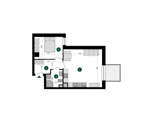 Plan 2 pok. 45m²