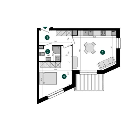 Plan 2 pok. 47m²