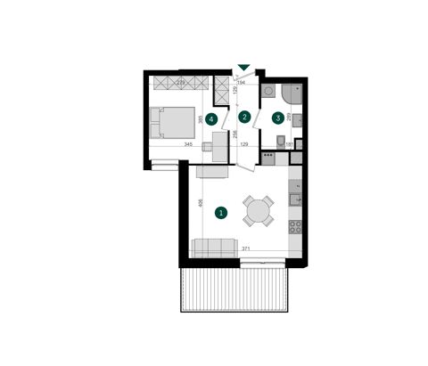 Plan 2 pok. 44m²