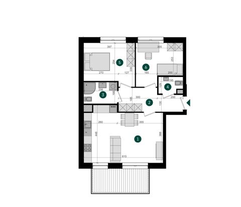 Plan 3 pok. 62m²