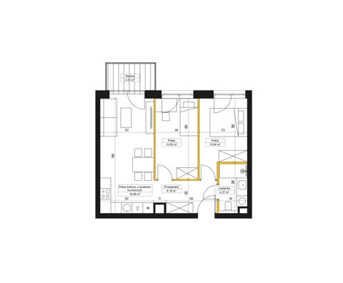 Plan 3 pok. 52m²