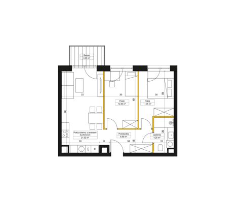 Plan 3 pok. 55m²