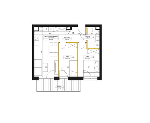 Plan 3 pok. 52m²