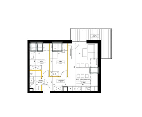 Plan 3 pok. 53m²