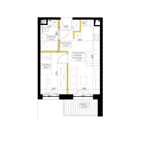 Plan 2 pok. 34m²