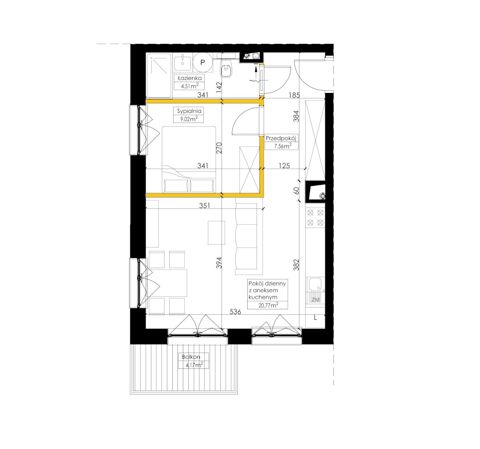 Plan 2 pok. 42m²