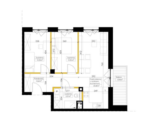 Plan 3 pok. 55m²