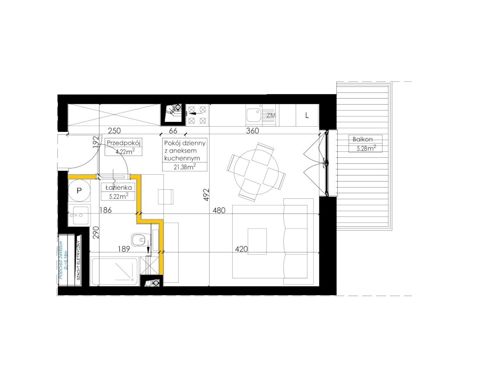 Plan 1 pok. 31m²