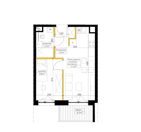 Plan 2 pok. 34m²
