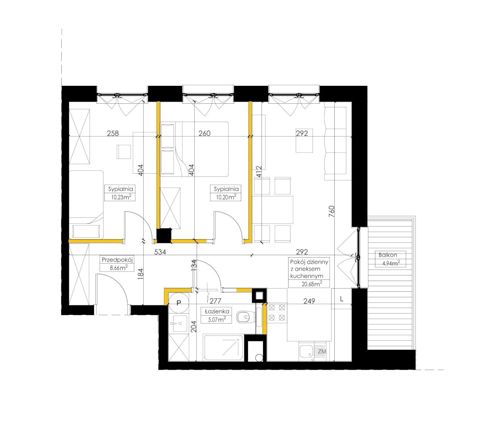 Plan 3 pok. 55m²
