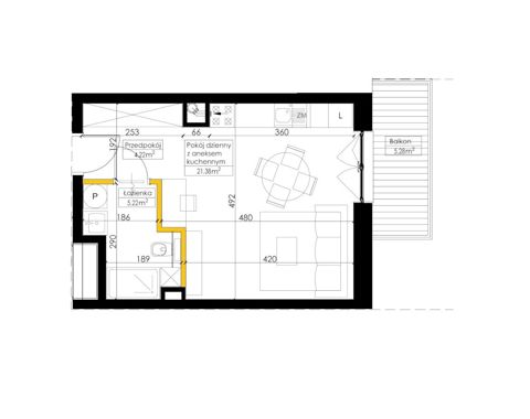 Plan 1 pok. 31m²