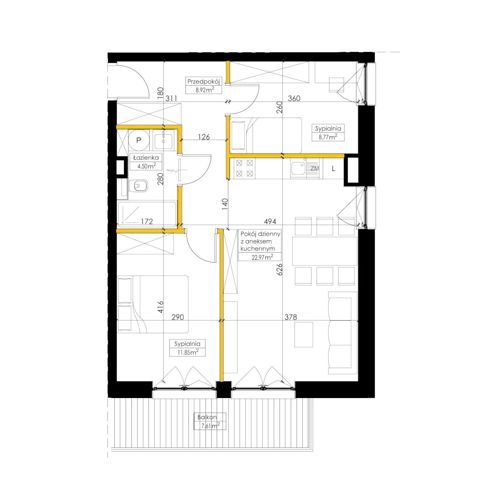 Plan 3 pok. 57m²