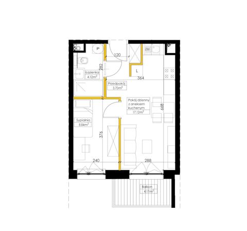 Plan 2 pok. 34m²