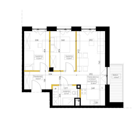 Plan 3 pok. 55m²